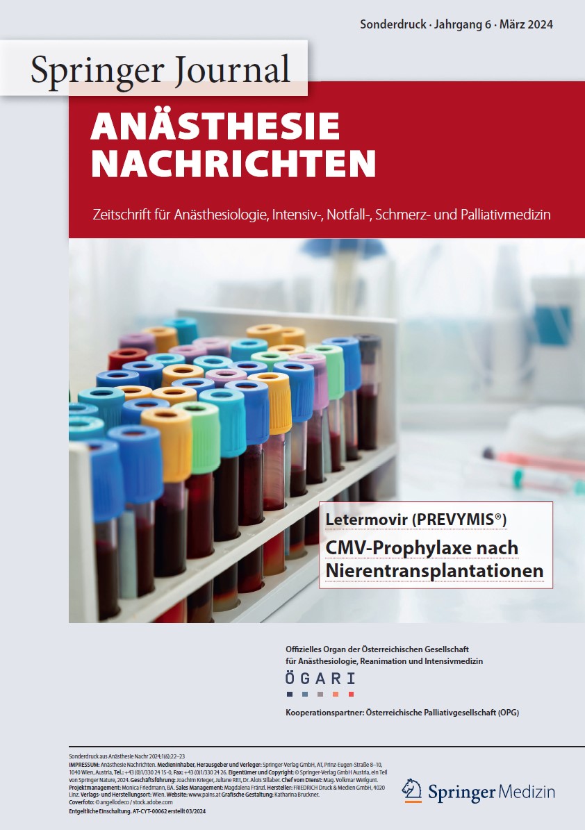 Cover Sonderdruck Anästhesie Nachrichten 1/24