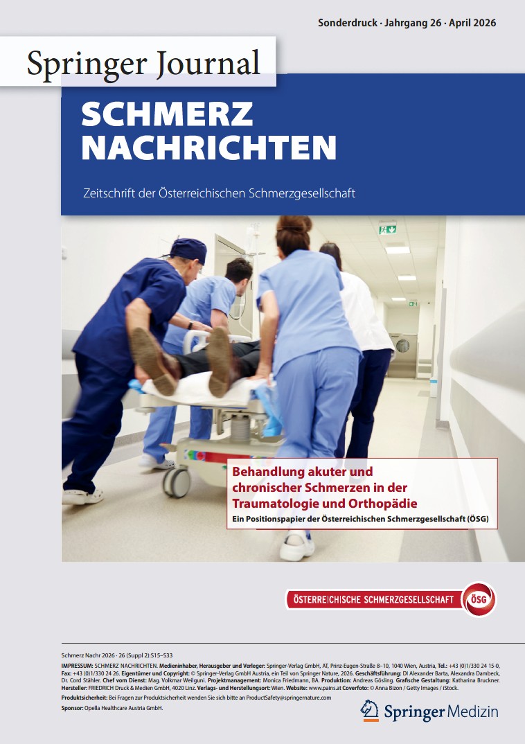Cover ÖSG-Positionspapier Behandlung akuter und chronischer Schmerzen in der Traumatologie und Orthopädie