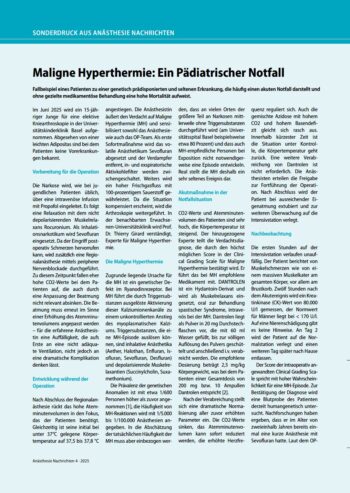 Cover Sonderdruck AN 4/25 Maligne Hyperthermie: Ein pädiatrischer Notfall