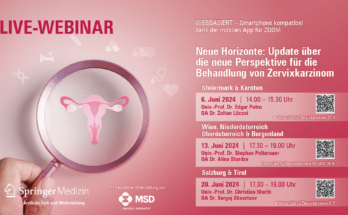 Banner für Webinare im Juni 2024 zur Behandlung von Zervixkarzinom