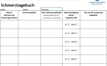 Beispiel für ein Schmerztagebuch